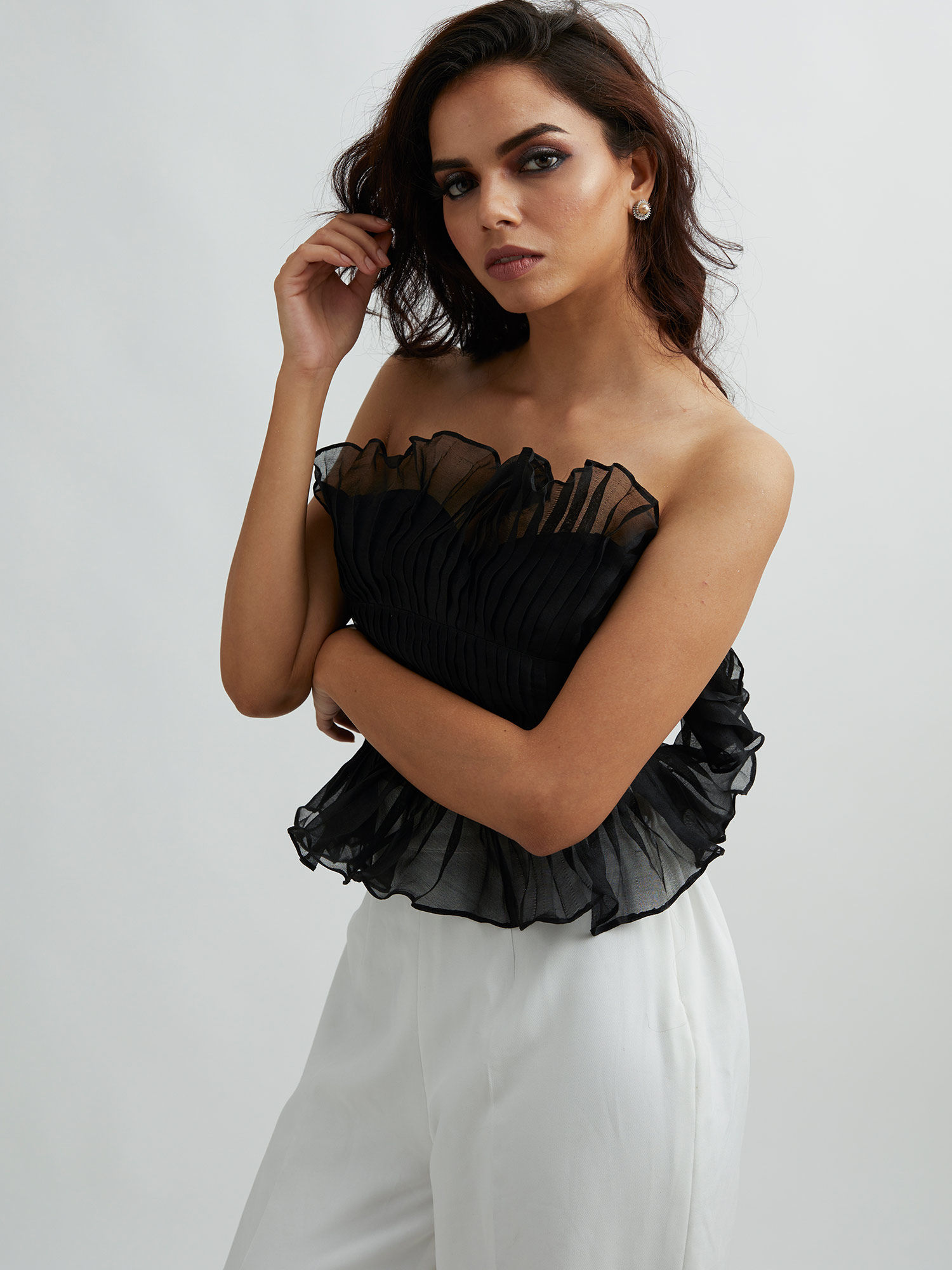 organza ruffle top