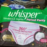 Whisper Bindazzz Night Period Panty, 6 M-L Panties, upto 0% Leaks, 360 degree  leaka