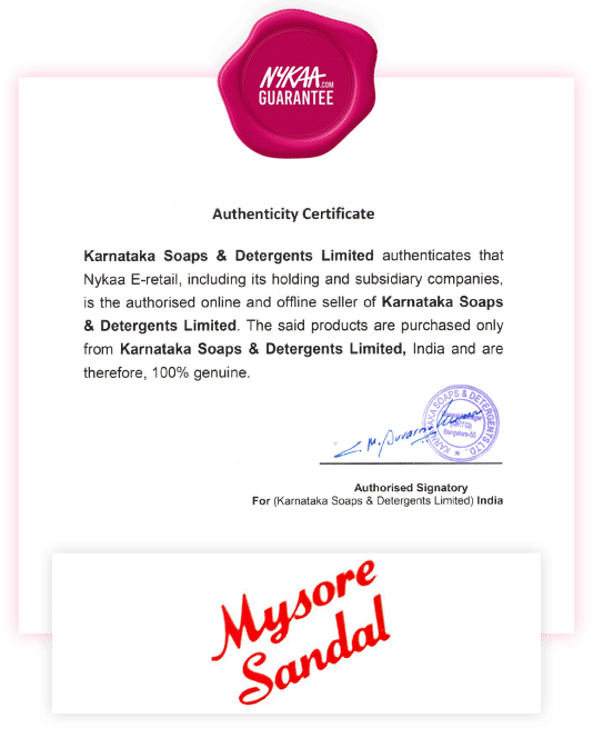 Mysore Sandal brand authenticity certificate