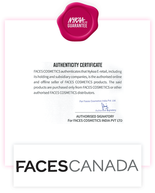 Faces Canada brand authenticity certificate