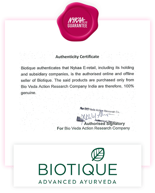 Biotique brand authenticity certificate