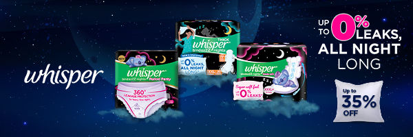 Buy Whisper Bindazzz Night Sanitary Pads, 20 Thick Pads, XXXL