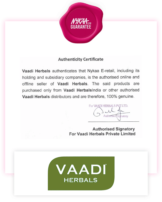 Vaadi Herbals brand authenticity certificate