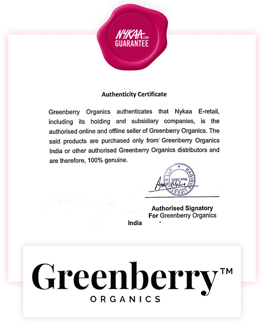 Greenberry Organics brand authenticity certificate