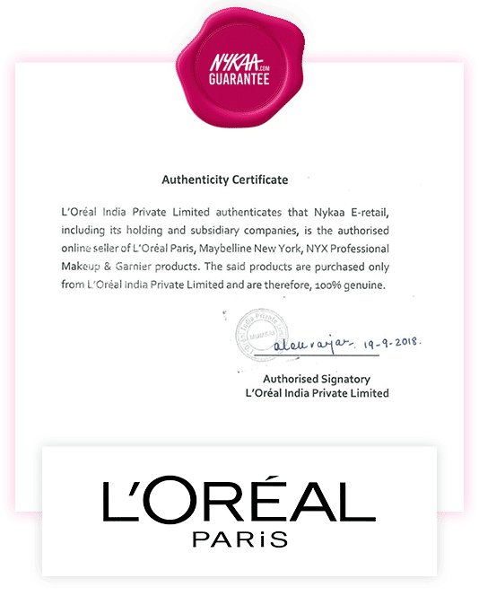 L'Oreal brand authenticity certificate