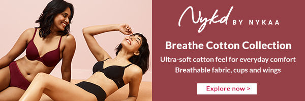 Nykd Breathe Cotton Transparent Back Bra - Padded, Wireless, 3/4th Coverage  - Nude