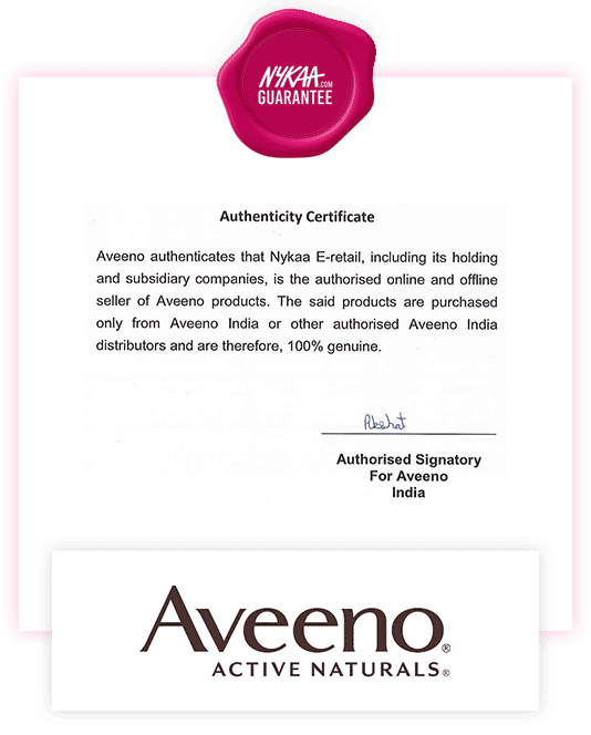 Aveeno brand authenticity certificate