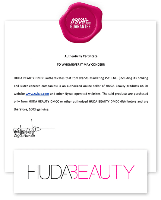Huda Beauty authenticity certificate