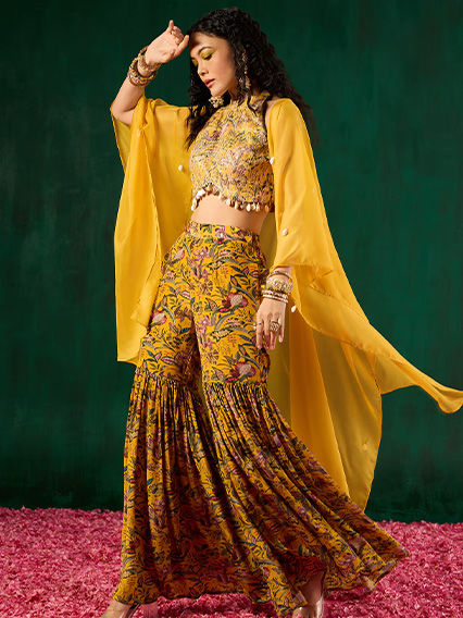 Beautiful Dress. Paired with blouse and plazo pant and embellished with  long Jacket. #jacket #i… | Party wear indian dresses, Dress indian style,  Beautiful dresses