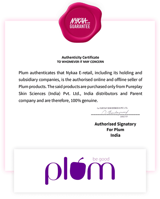 Plum Pureplay brand authenticity certificate